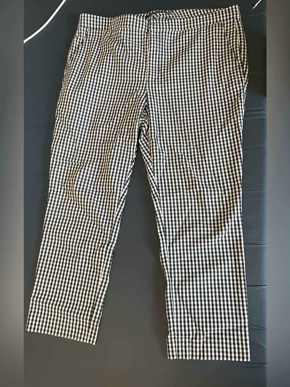 Lauren Ralph Lauren Black & White Gingham Chinos Cropped Pants Womens 16 Plus